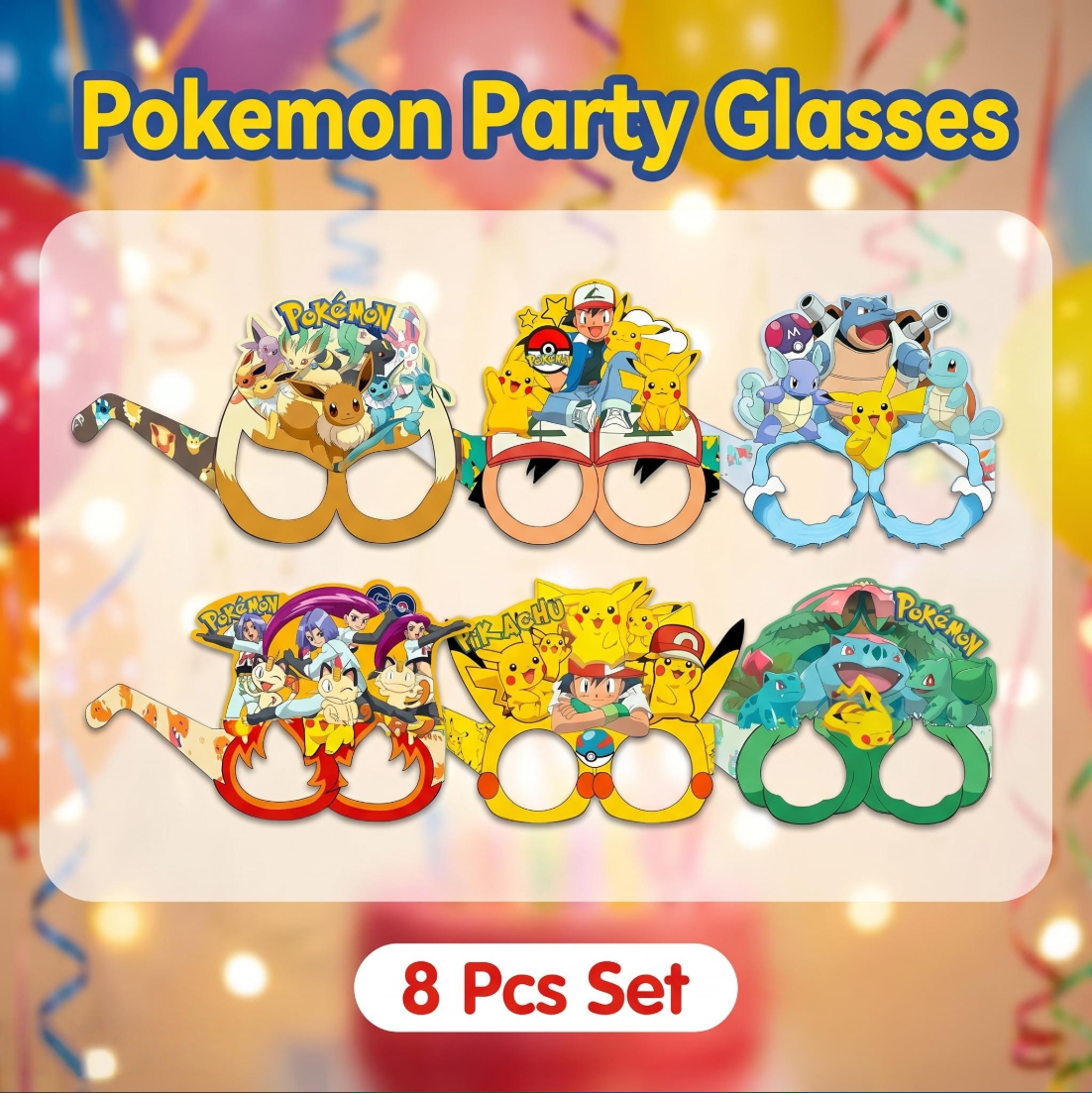 Pokémon-themed paper glasses.  - Cosplay Prop avaliação e preço